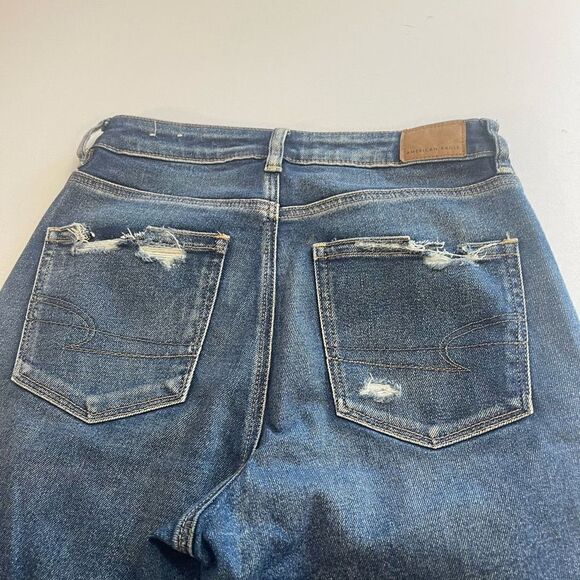 American Eagle Mom Jeans Stretch Destroyed Denim Jeans Size 6 - Picture 3 of 9